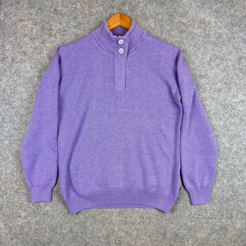 Beretta 1/4 Zip Mock Neck Sweater Mens Medium Purple Made in Italy Cotton